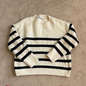 Zara navy and white striped sweater